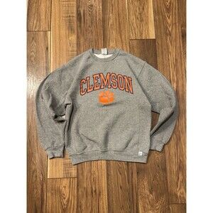 Vintage Clemson Tigers Sweatshirt Crewneck Sz M Gray Football Russell Athletic